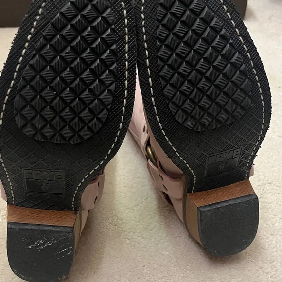 Frye Lilac/Pink Harness 12R Leather Heeled Boots - Picture 8 of 8